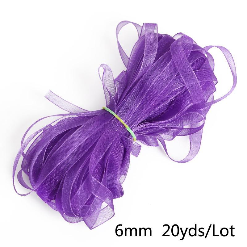 6 mm 20 yards/rulle sidenorganza transparent band DIY Gör julband för bröllopsfest