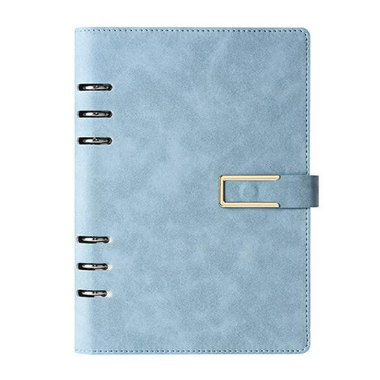 A5 Ring Binder Notebook with Custom Iron Clip, Removable Notepad, and Stylish Cover for Business or Office.
