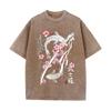 2026 Vintage Washed Black Japanese Koi Fish Samurai Sword Cherry Blossom Graphic T Shirt Bushido Kanji Retro Streetwear Oversize