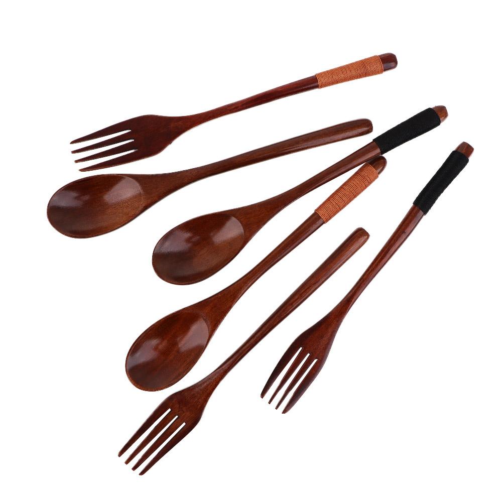 Dinner Kit Wooden Dinnerware Home Tableware Fork Chopsticks Spoon Set Cutlery Utensils Sets