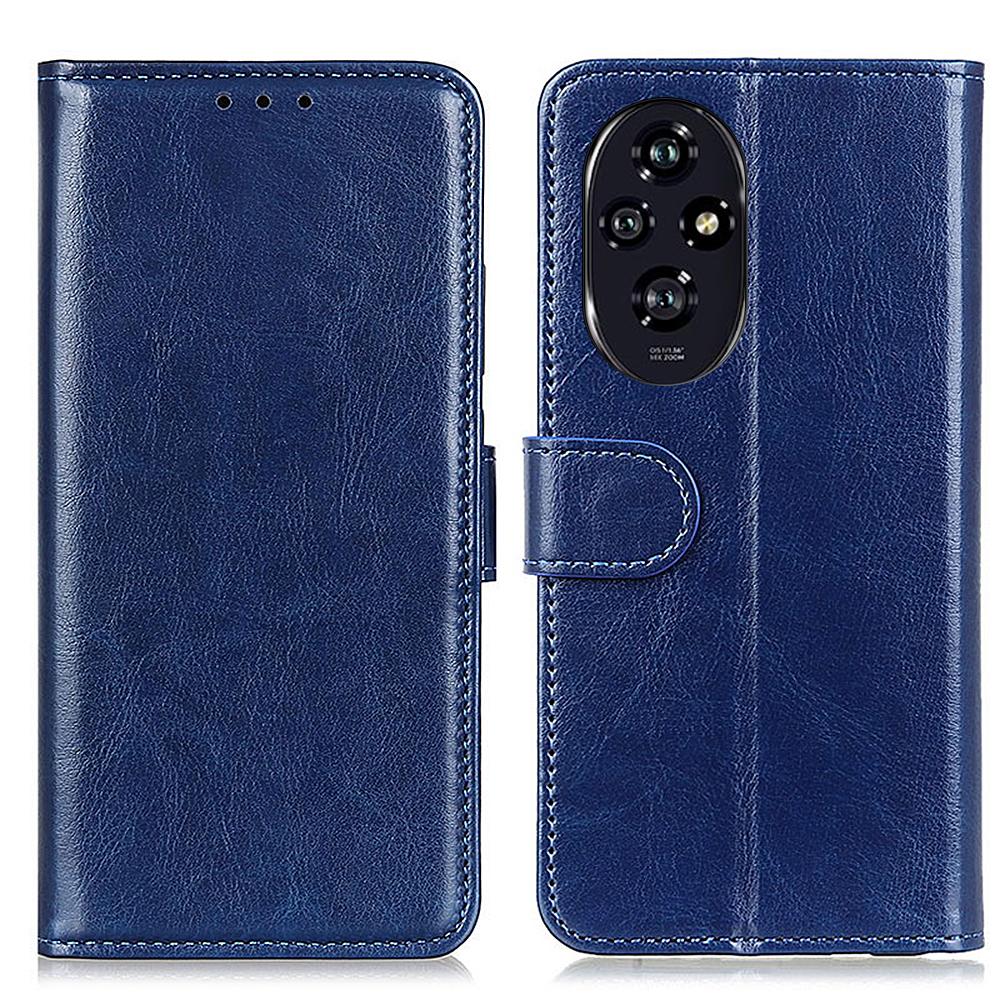 

For Honor 200 5G Case PU Leather Wallet Phone Cover Crazy Horse Texture Blue