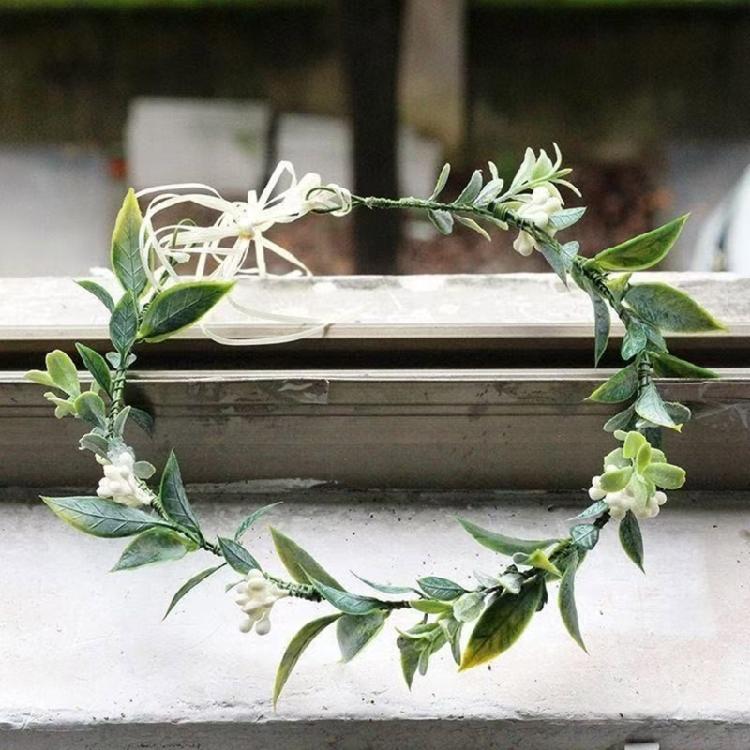 Kvinnlig Blomsterkrans Blommig Huvudbonad Festival Bröllop Hårkrans Fest Bladblomma Krans Blommig Armband