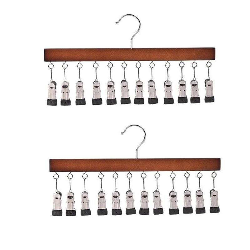 Natural Wood Cap Holder 12 Strong Clips For Baseball Hats Baby Caps Wooden Underwear And Gloves Trouser Clip