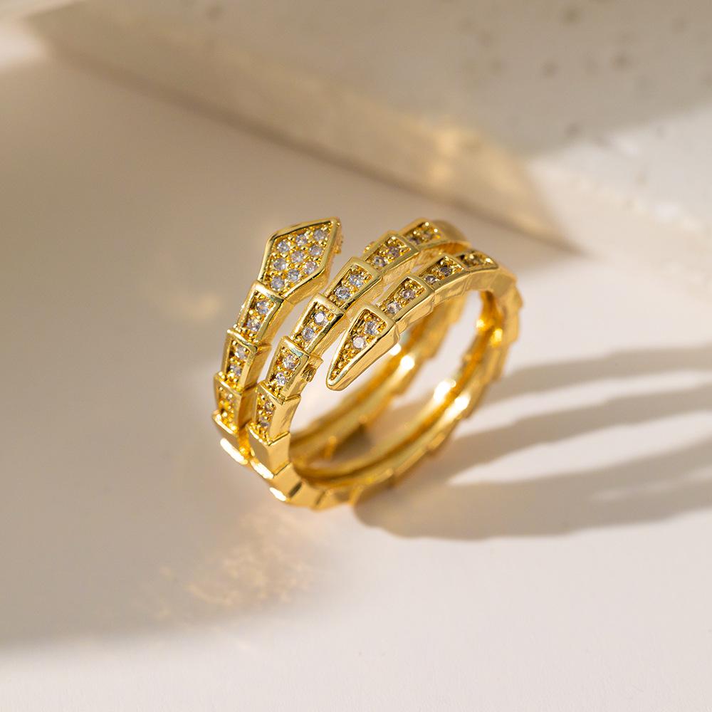 Micro-Inlaid Zircon Fashion Open Ring - Adjustable Luxury Index Finger Jewelry for Women