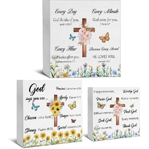 Office Cubicle Decor 3 Pcs, Inspirational Gifts for Women Men, Motivational Wooden Signs, Home Office Decorations for Desk Table Shelf