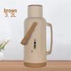 Large Leather-Covered Thermos Flask for Home or Dorm Use - Keeps Tea Warm, Plastic Exterior, Ideal for Students