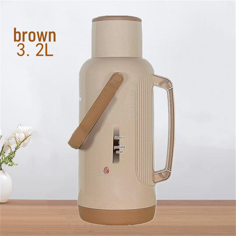 Large Leather-Covered Thermos Flask for Home or Dorm Use - Keeps Tea Warm, Plastic Exterior, Ideal for Students