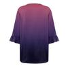 Women's Fashion Casual  Printed V-Neck Pleated Seven Minute Sleeve Ruffle Sleeve T-Shirt Plus Size Tops