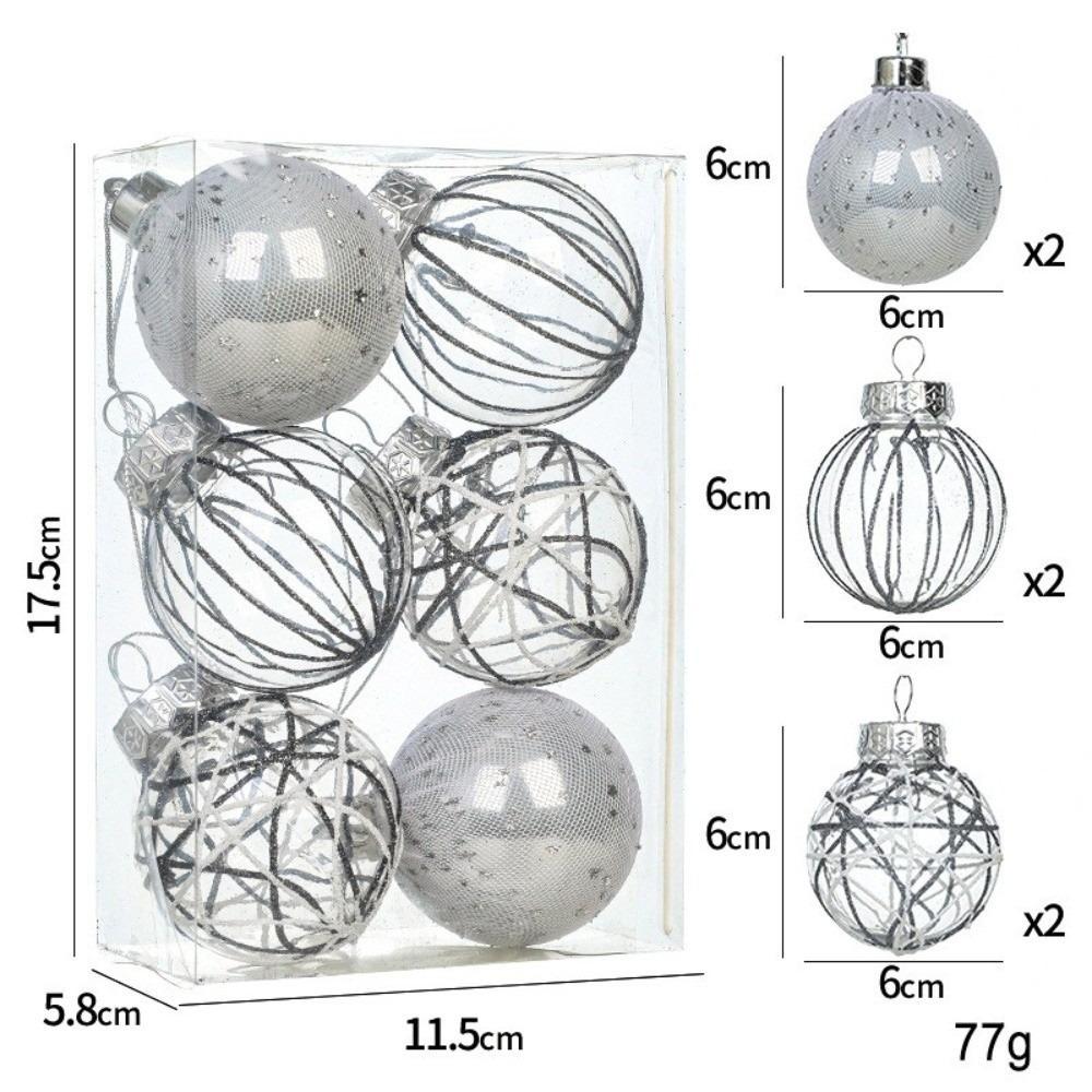 6 Stück Neue Kunststoff Weihnachtskugel Anhänger 6cm Wiederverwendbarer Weihnachtsbaum Anhänger Weihnachtsbaumschmuck Frohe Weihnachten