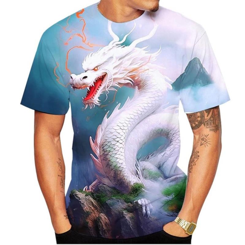 Fashion Chinese Dragon graphic t shirts For Men Summer Trend Casual Cool Totem harajuku Printed Round Neck Short Sleeve Tees
