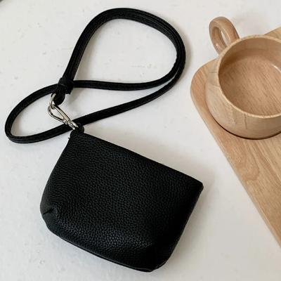 Μίνι Τσάντες Ταυτότητας από Δέρμα PU Μονόχρωμες για Γυναίκες Τσάντα Ακουστικών για Κρέμασμα στον Λαιμό Πορτοφολάκι Κέρματα Θήκη Καρτών