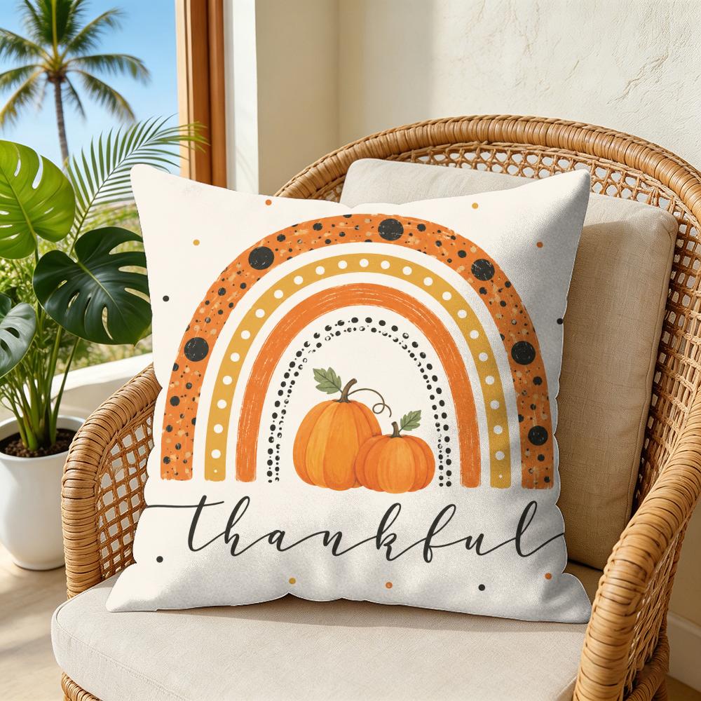 Pumpkin Patch Cushion Cover Double-Sided Plush Sofa Cushion Covers Organic Breathable Invisible Zipper