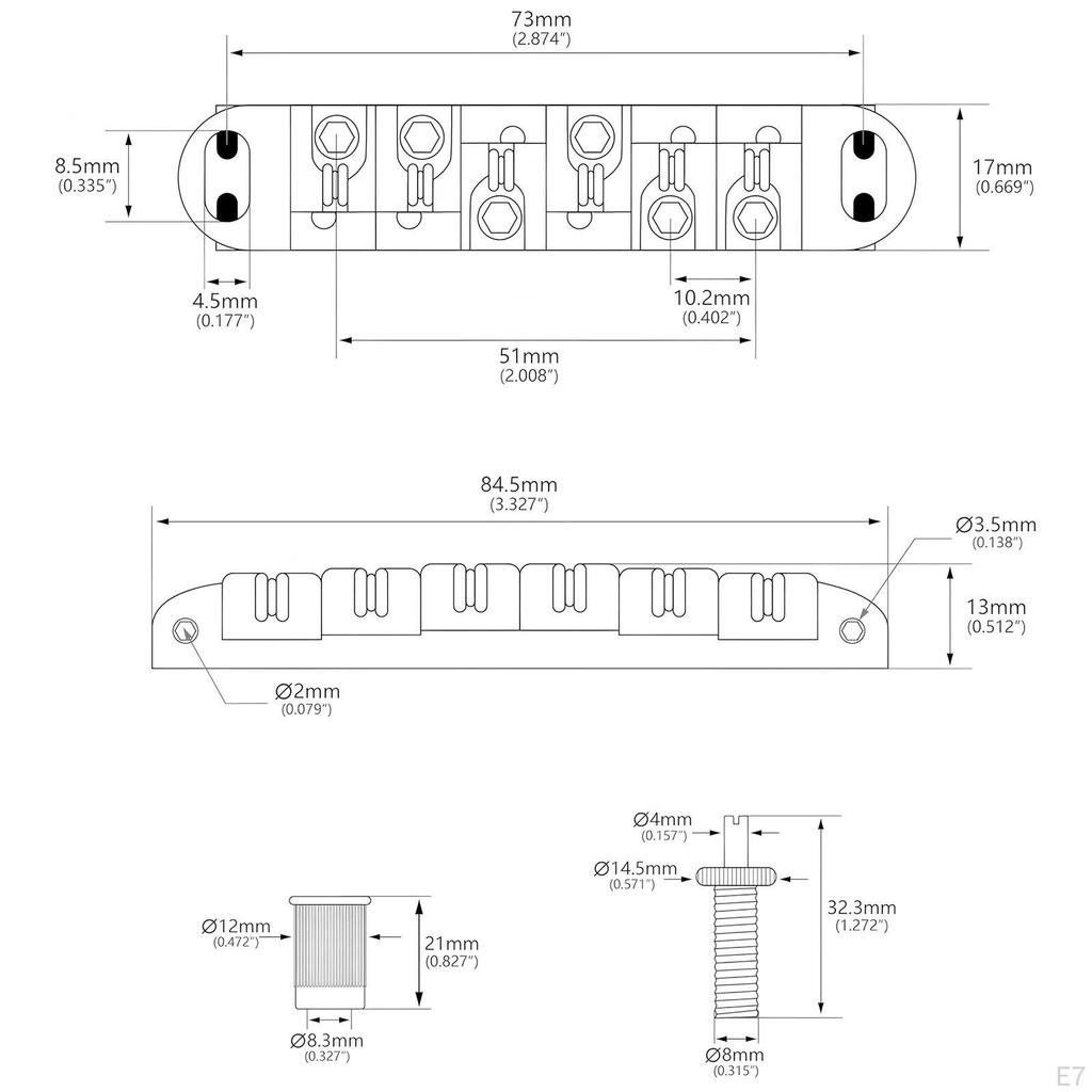 E -Gitar Bridges Sättel, High Stability,