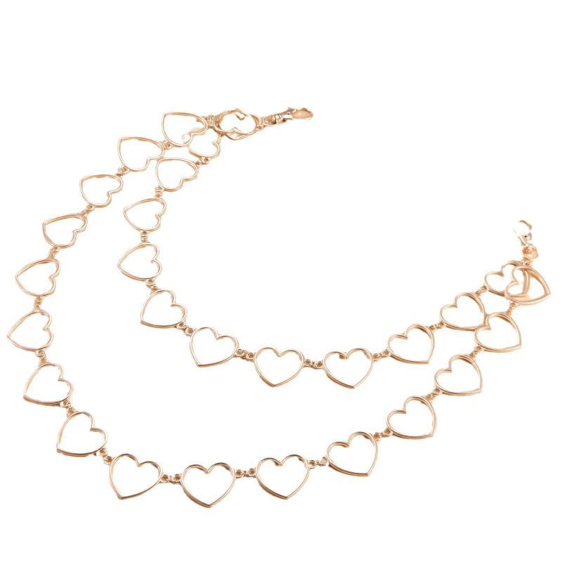 Fashion Hollow Splicing Love Heart Waist Chains for Women Hiphop Cool Waist Belts Double Layer Heart Trouser Chain Jewelry Gifts