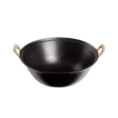 HDST Traditional Uncoated Cast Iron Stir-Fry Wok