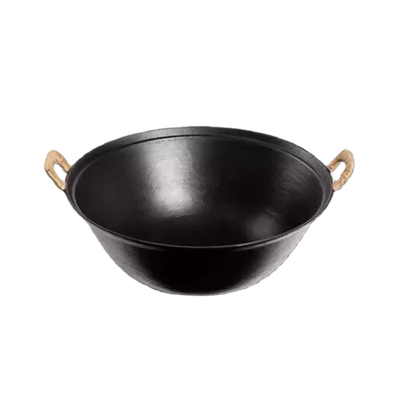 

HDST 36cm Cast Iron Flat Bottom Wok with Wood Lid