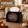 1pc Vintage Classic Halloween Tissue Box - Ornate Typography Bat Silhouette Napkin Storage Box, Fits Rolls And Facial Tissues, Multi-Use Organizer for
