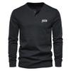 Round Neck Long Sleeve T-shirt Loose Comfortable Cover Casual Solid Color Long Sleeve Men's T-shir