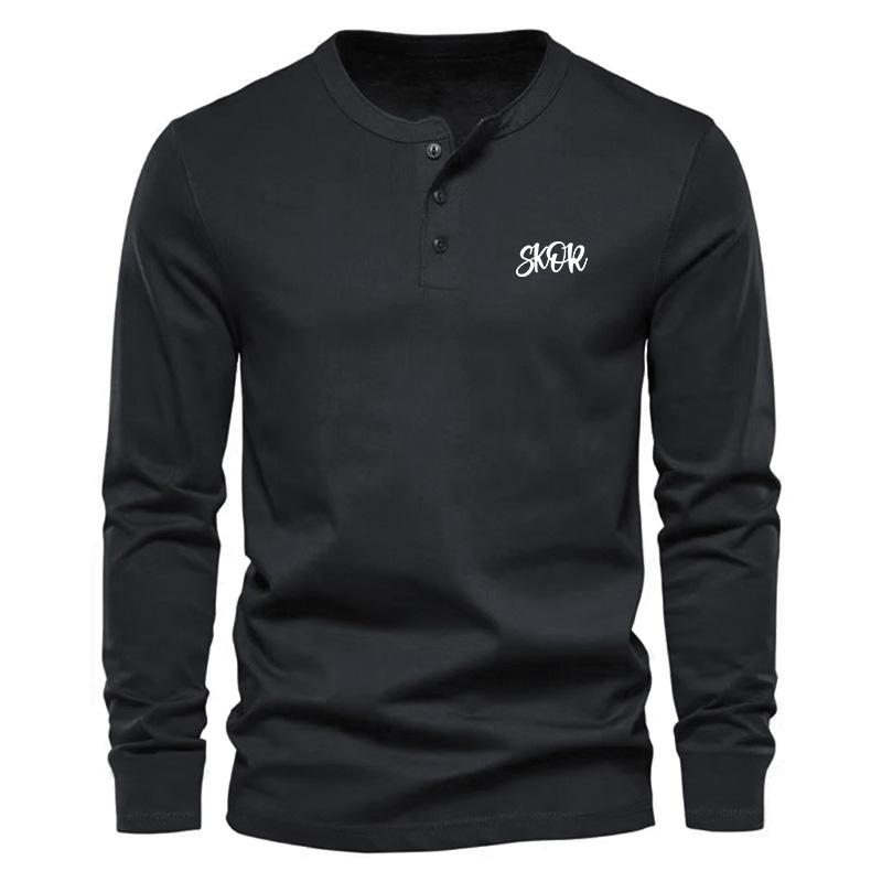 Round Neck Long Sleeve T-shirt Loose Comfortable Cover Casual Solid Color Long Sleeve Men's T-shir