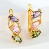 Deluxe Three-color Crystal Zircon Copper Plated Champagne Gold Ear Buckle Holiday Gift Earrings for Women