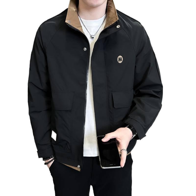 

Men s High-End Stand Collar Knit Jacket for Spring and Autumn Business Casual Wear M (recommended 45-57.5 kg) чорний