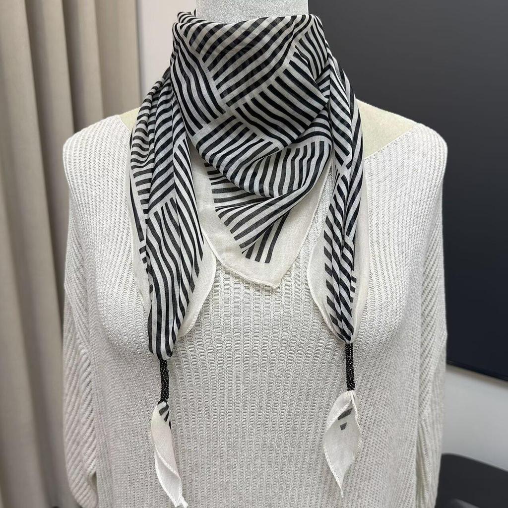 Premium Women's Summer Cotton & Linen Triangle Scarf - Versatile Lightweight Shawl