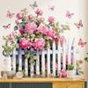 Multicolor Flower Wall Sticker Self-adhesive Flowers Pattern Wall Art Background Wall Ornament Fence Design