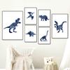 Blue Dinosaur T-Rex Brachiosaurus Wall Art Canvas Painting Nordic Dino Posters And Prints Wall Pictures For Baby Kids Room Decor
