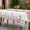 Spring Pink Rose Flowers Linen Tablecloth Wedding Party Decor Seasonal Floral Butterfly Table Cloths Mother'S Day Decorations