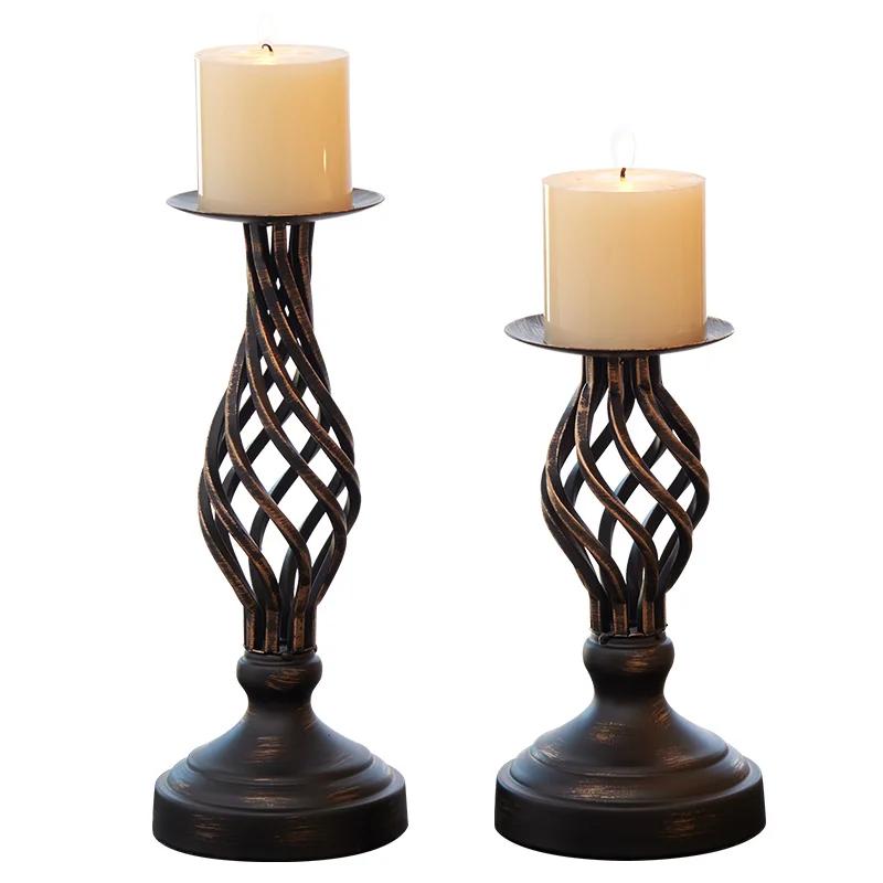European-style American Cafe Candle Holder Wedding Candlelight Dinner Props Table Decorations Retro Candlestick Decoration