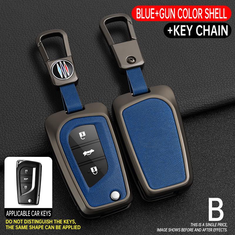 Folding Key Case for Toyota Reiz, Corolla, Levin, RAV4, and Highlander - Protective Cover & Buckle