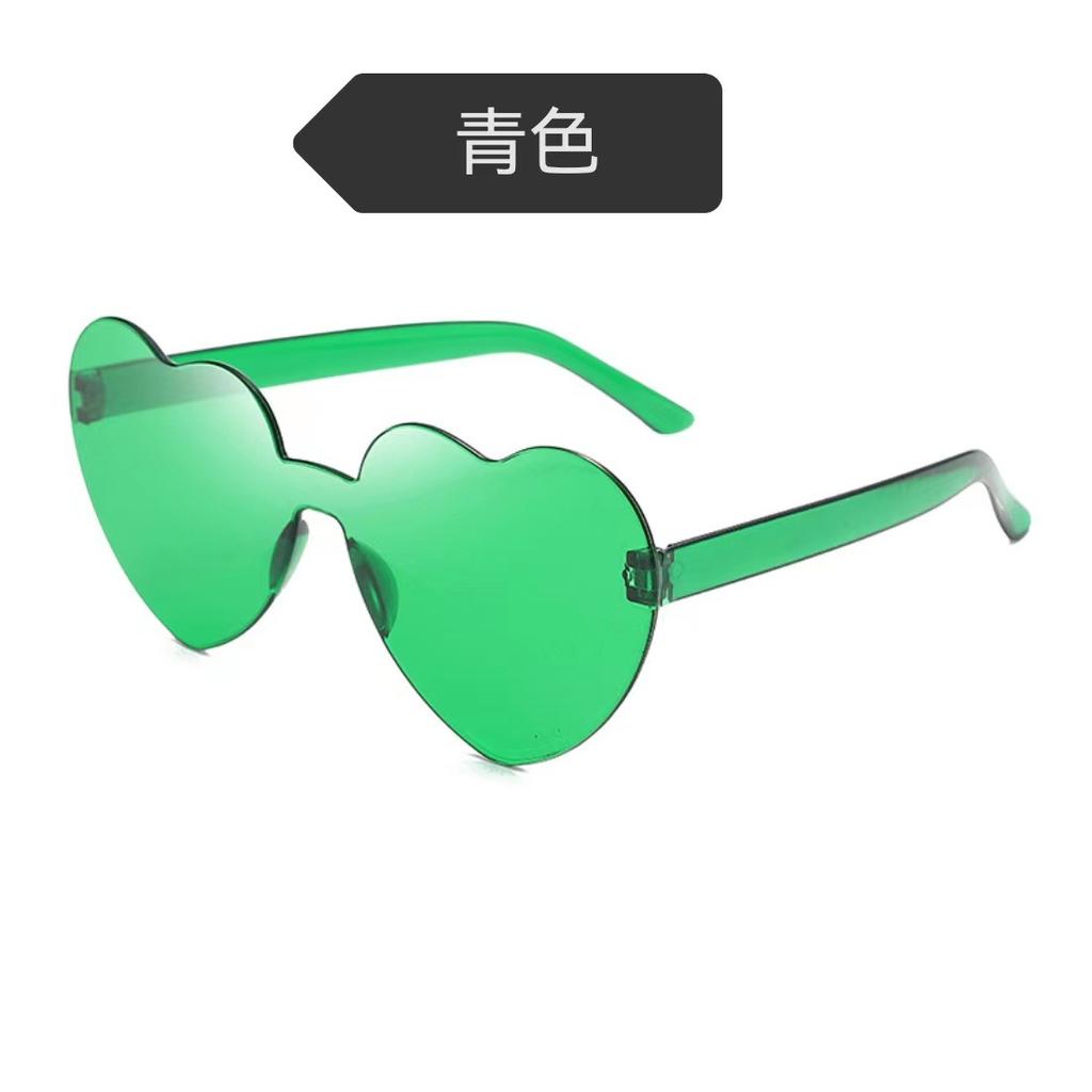Peach Heart Sunglasses Love Glasses Trend Frameless One-Piece Marine Film Dazzling Color Sunglasses