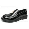 Spring new personalized lock casual leather shoes 2025 large size 46 business pointed shoes overalls men's shoes