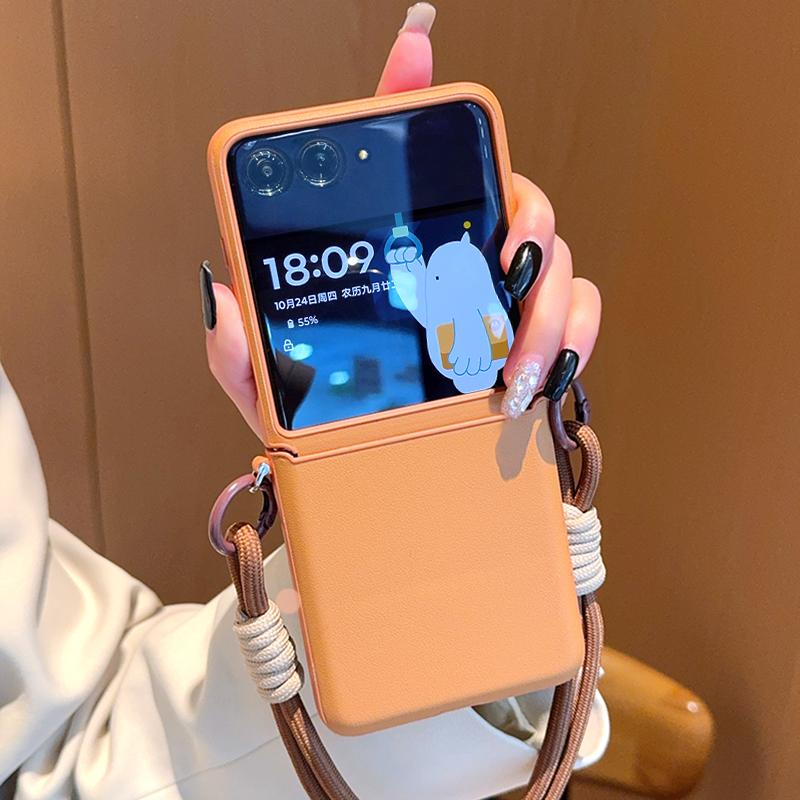 

For Motorola Razr 50 Razr 50 Ultra Simple and stylish phone case in solid color with lanyard and PC hard shell veneer Moto Razr 50