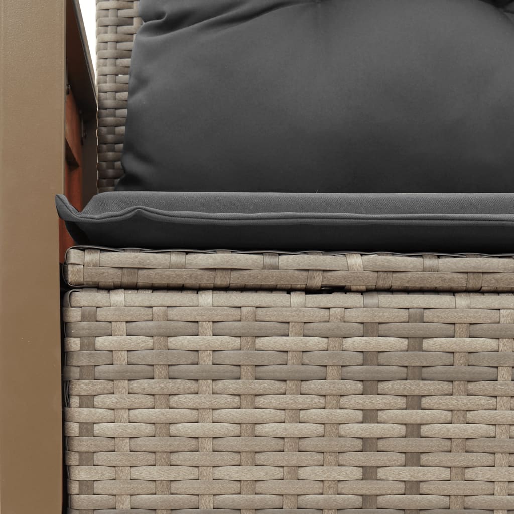 2 Seater Garden Sofa with Cushions Gray Poly Rattan
