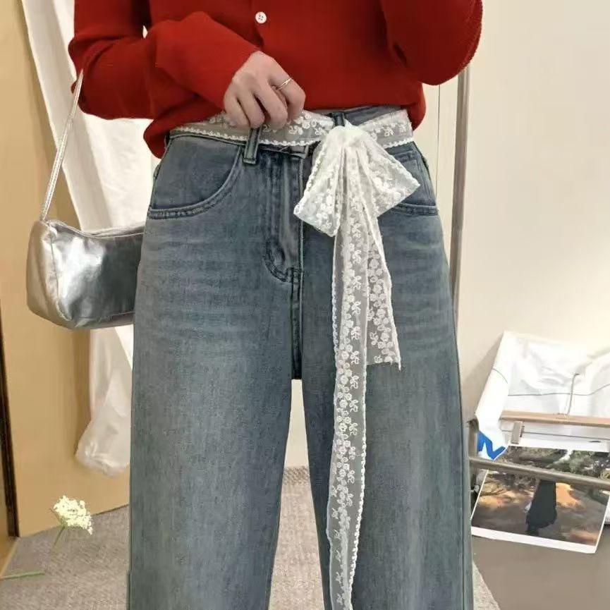 Cottagecore Tie Up Waist Chain Y2K Style Decoration for Dress Jeans Lace Bow Waist Belt for Women