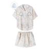 Cloud Cotton Lace Tassel Women's Summer Pajama Set - Short-Sleeved Cardigan & Shorts with Chest Pads