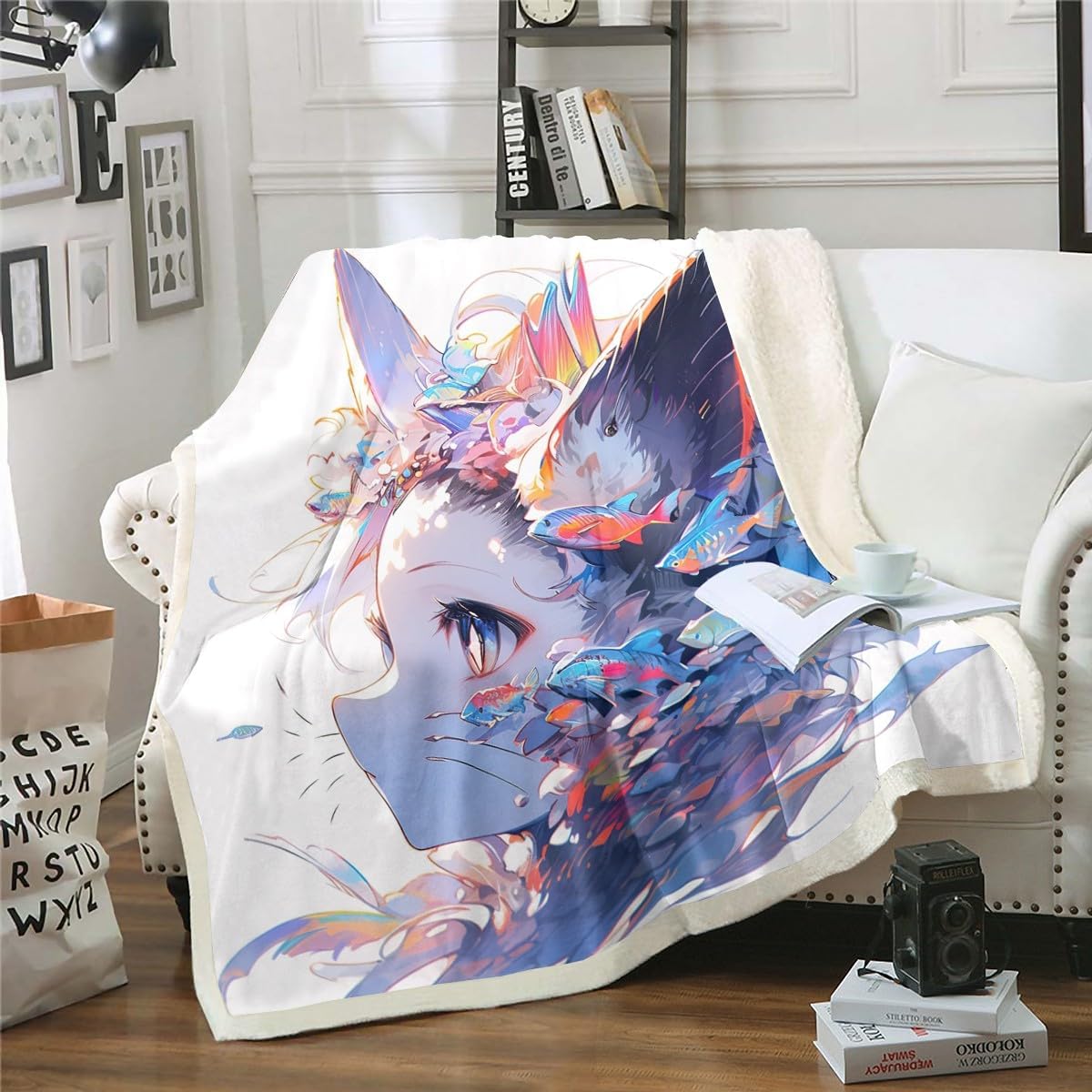 Готическая девушка-кролик аниме настенный гобелен темное фэнтези искусство декор спальни черный кролик готический аниме принт плакат готическая эстетика 75x90cm