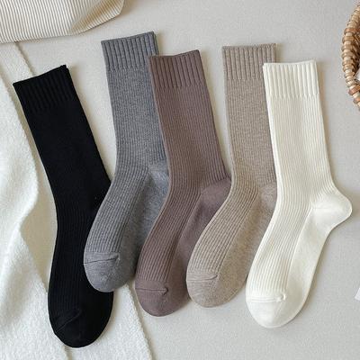 Meias de Caxemira, Meias Femininas de Cor Sólida até a Panturrilha, Meias Femininas de Fio Felpudo com Cordão, Meias de Lã para Outono e Inverno, Meias Femininas Espessadas, Meias Longas