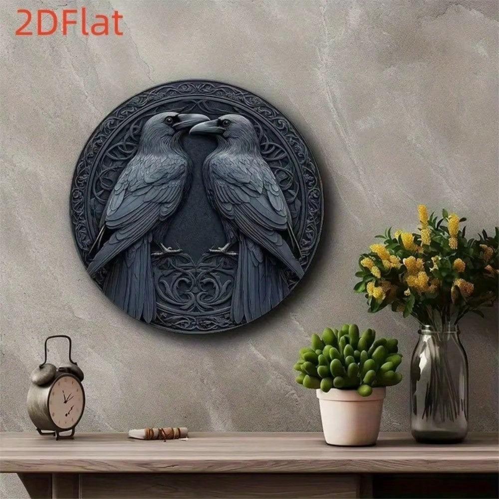 Vintage Raven Vine Wall Art Rustic Farmhouse Decor Halloween Home Decor
