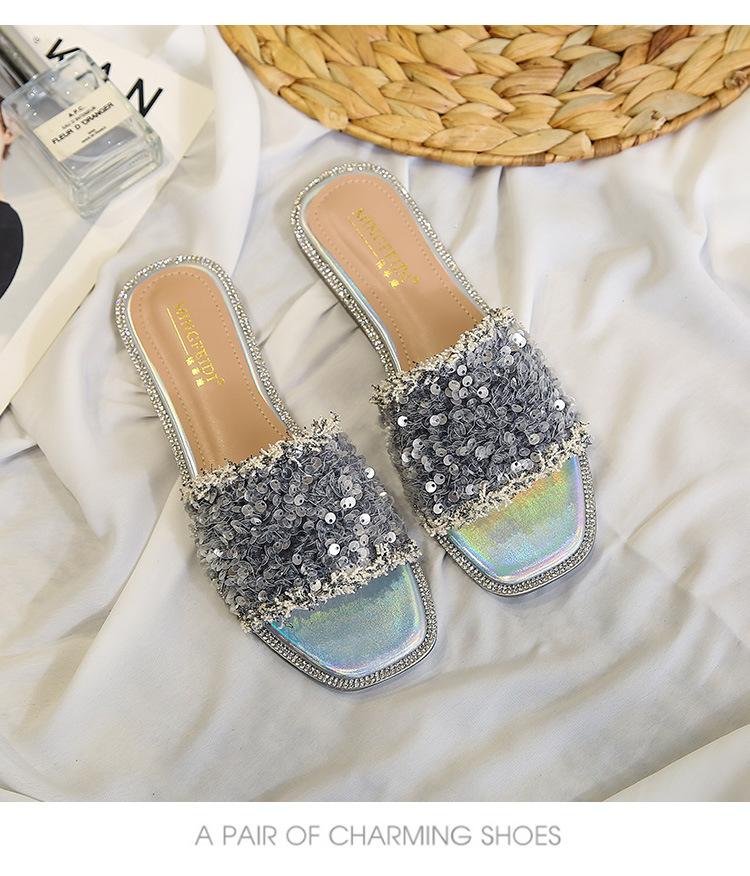 Модные женские шлепанцы с блестками — фото 9