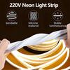 Bandes Lumineuses LED 220v Étanches 1m/3m/5m/10m Bandes Lumineuses COB Décoration Extérieure Bande Néon Flexible