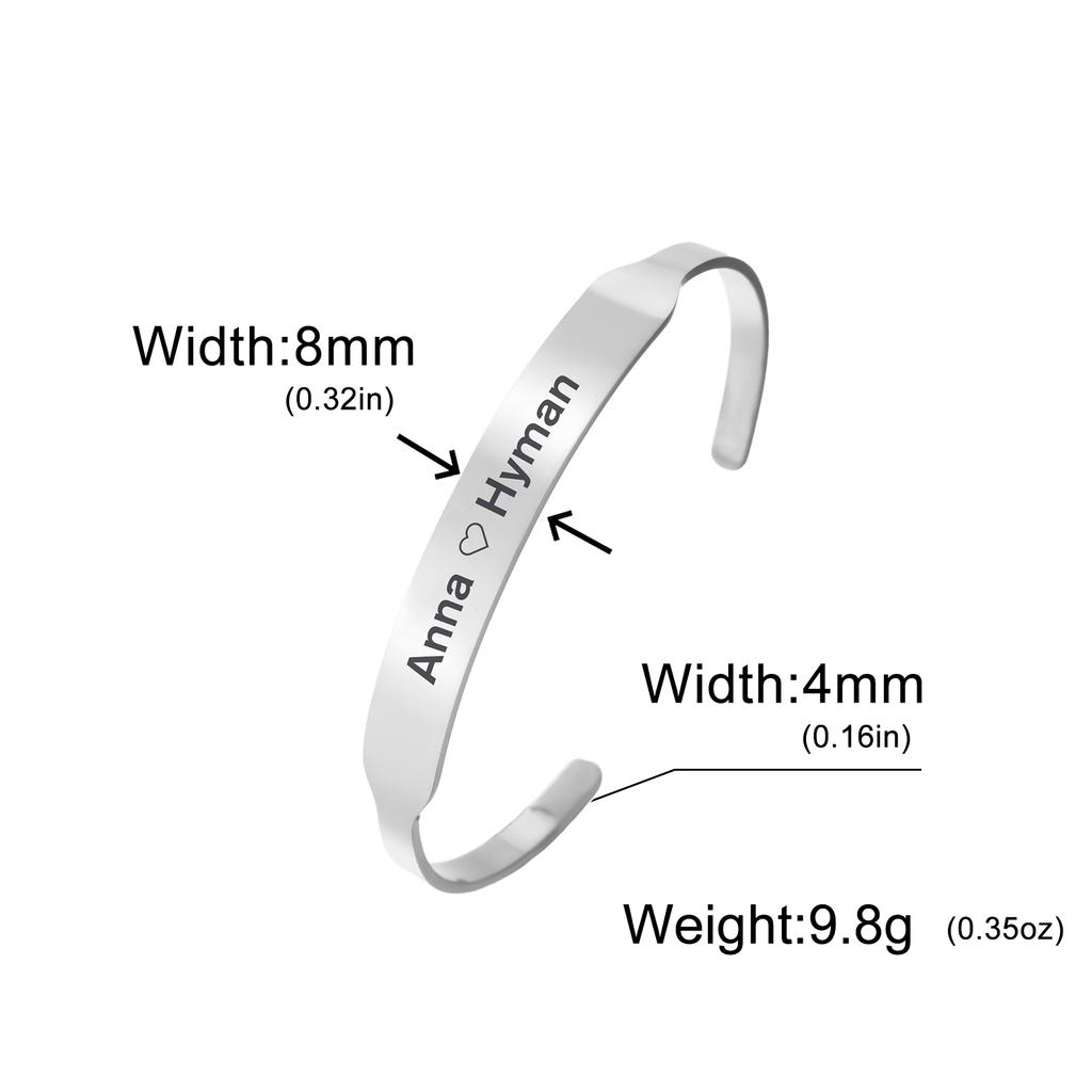 Customized Open Bangle Engraved Name Sentence Logo Bracelet Personalized Stainless Steel Jewelry Men Women 2026 New Year Gifts