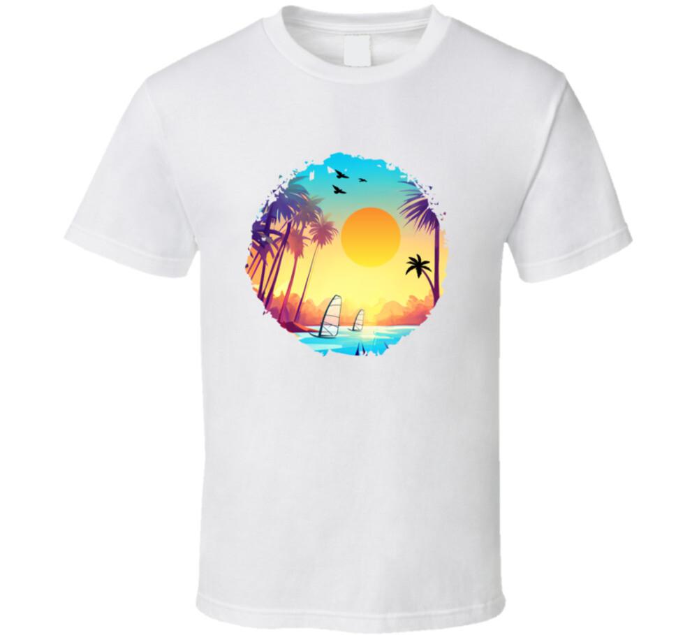 Lovely Tropical Beach Tee Novelty Tropical Tshirt Summertime Lover Uni T Shirt XXXL
