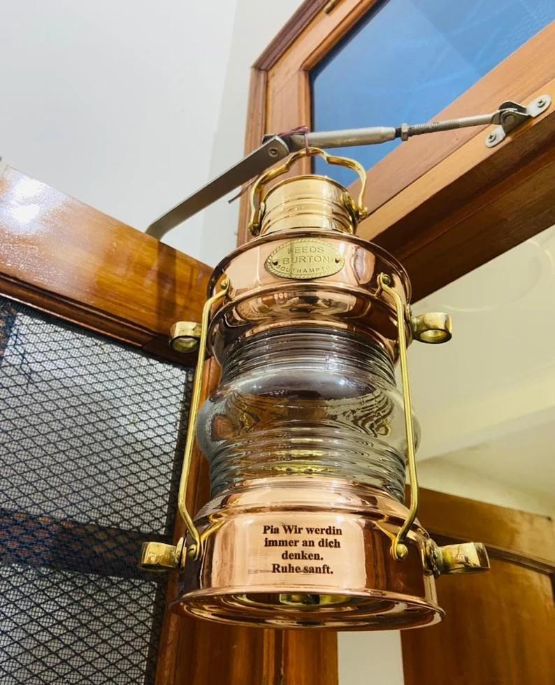 Antique Brass Copper Oil Lantern/Lamp, Nautical Brass Oil Burner Antique Boat Lantern, Marine Oil Lantern/Lamp Copper Lamp Home Decorative