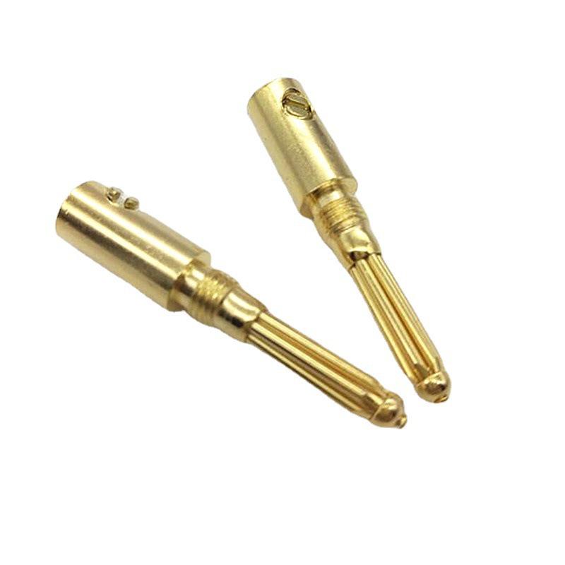 Gold-Plated 4MM Six-Pin Banana Plug, Shell-less Speaker Cable Connector, Audio Solderless Plug