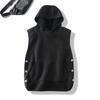 Lady Thermal Vest Women Side Button Closure Fleece Hooded Vest Solid Color Front Pocket Casual Fall Winter