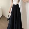 Women's Lightweight, Oversized, Flowy Skirt-Pants For Spring And Summer; Slimming, High-Waisted, Casual Pleated Trousers