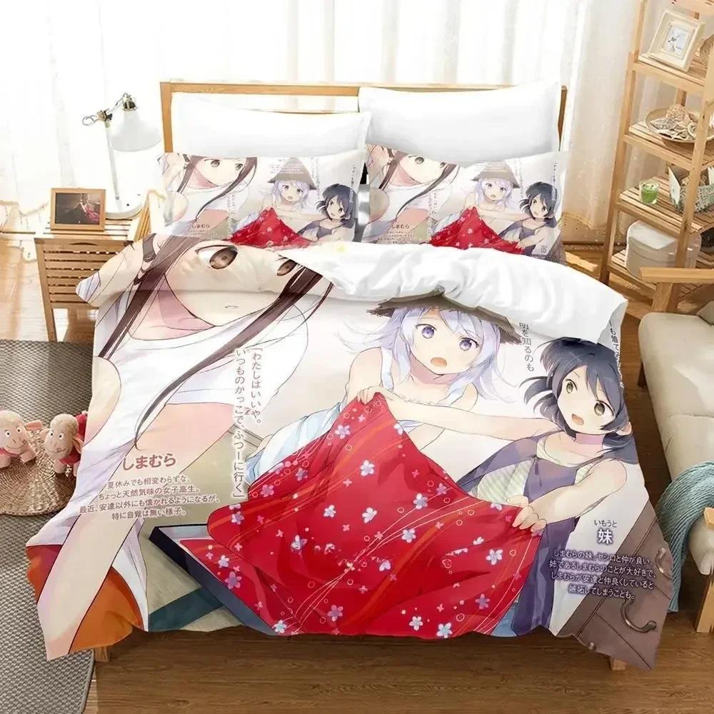 Adachi and Shimamura Bedding Set Cartoon Anime Three-piece Set Adult Kid Bedroom Duvet Cover Sets Comforter Bedding Sets Luxury