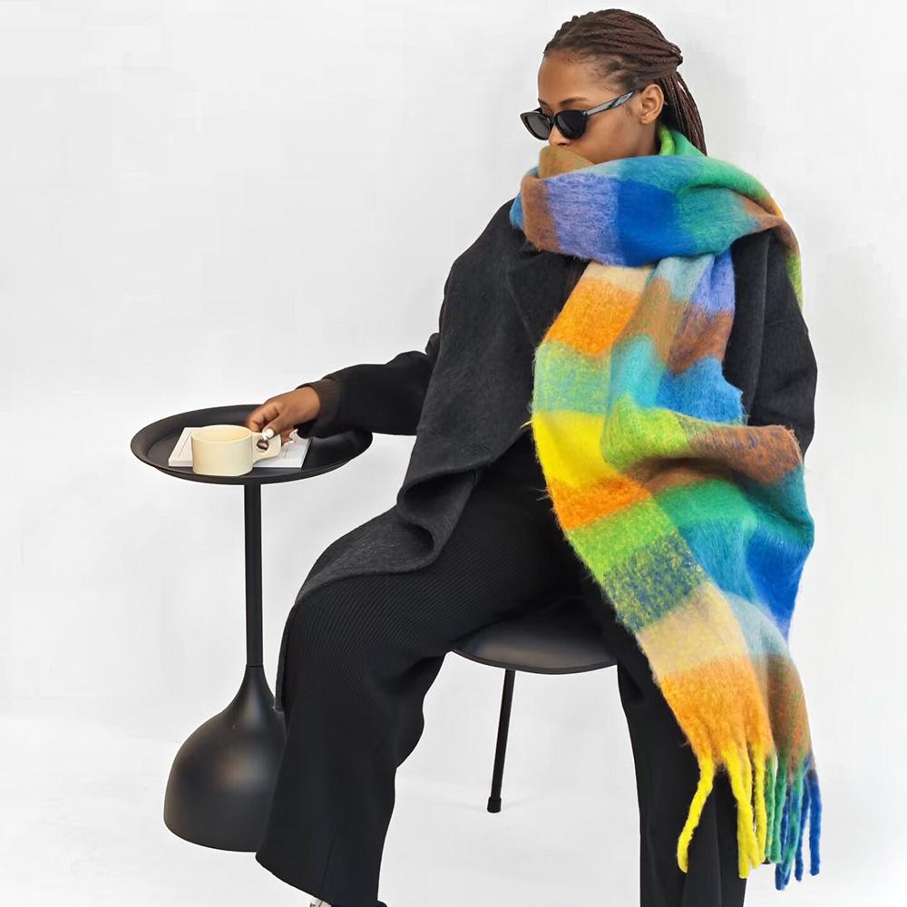 Solid color mohair scarf autumn and winter new women's warm scarf vacuum packaging